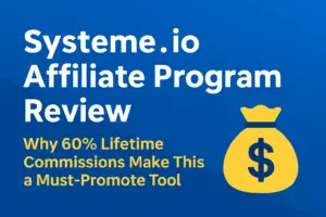 Systeme.io affiliate program featured image with 60% lifetime commissions banner