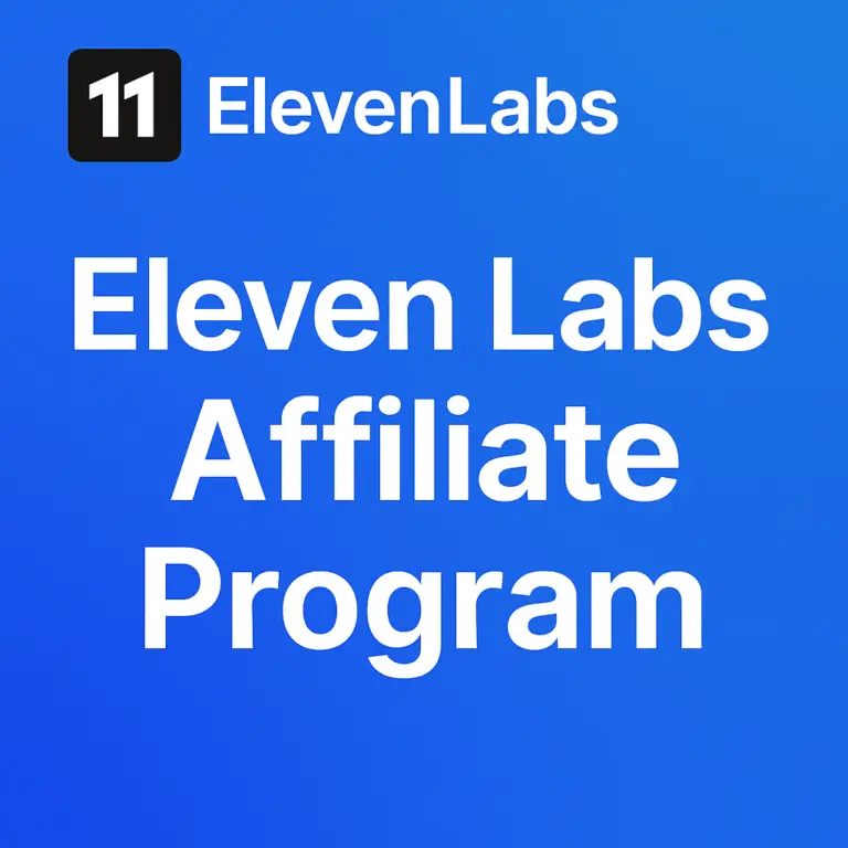 Promotional image for the Eleven Labs Affiliate Program showcasing AI voice tools and recurring commissions.