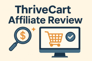 ThriveCart affiliate review featured image – “The funnel checkout that pays big with lifetime credit”